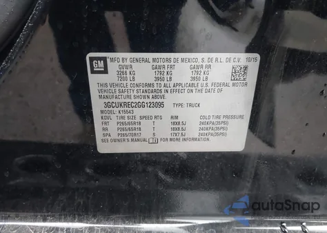 2016 Chevrolet Silverado 1500 2Lt from USA, damaged, VIN 3GCUKREC2GG123095